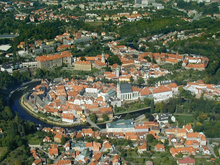 Pohled na Český Krumlov z ptačí perspektivy